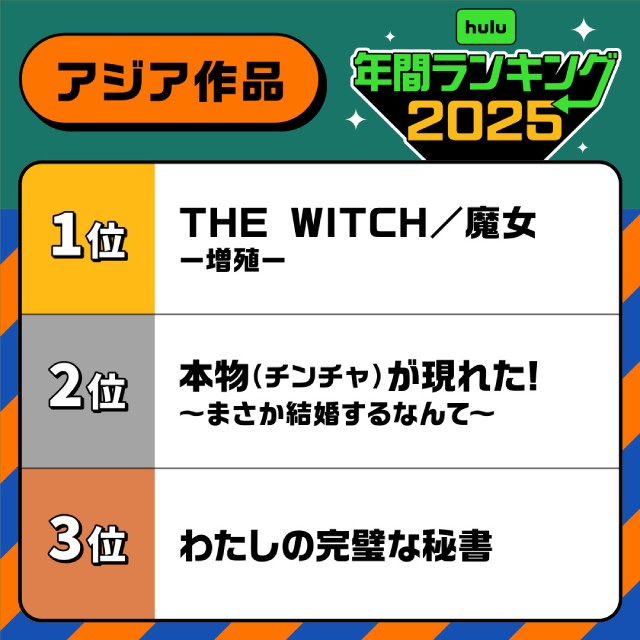 「良いこと悪いこと」「No No Girls」がランクイン! 2025年Hulu年間視聴ランキング発表