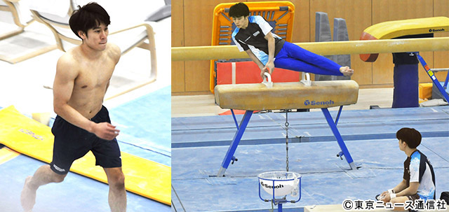 練習中の谷川航＆谷川翔／セントラルスポーツ体操競技部の新年練習初め＆合同取材